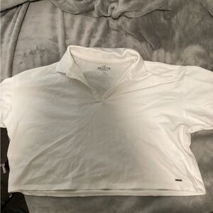 Hollister White Collared Cropped Shirt